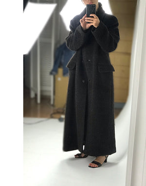 M.K. EMKAY women's Alpaca Wool Brown Long Coat, Size L, US 12