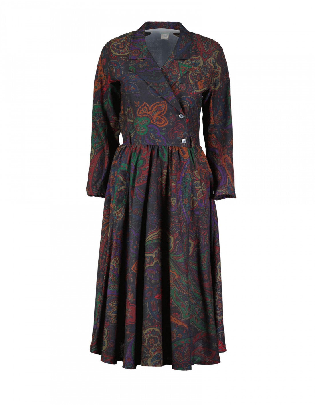 Kenzo Vintage Paisley Pattern Wool Long Dress, Size XS SecondFirst Kenzo Vintage Paisley Pattern Wool Long Dress, Size XS SecondFirst